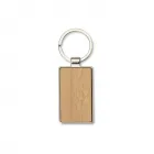 Chaveiro retangular em metal com detalhe frontal em bambu