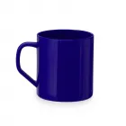 Caneca plástica azul.