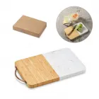 Tábua de corte em bambu e mármore retangular