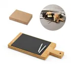 Tábua Quadro em bambu com ardósia personalizada com sua marca