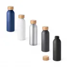 garrafa de aluminio com tampa de bambu