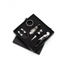 Kit vinho 5 peças em caixa de papelão. compartimento interno revestido com espuma resistente