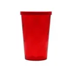Copo plástico ou acrílico com tampa coqueteleira vermelho
