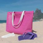 Bolsa de praia de plástico bolha rosa com alça branca