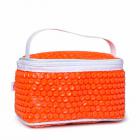 Necessaire de bolsa feita plastico bolha para viagem na cor laranja