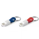 Cabo USB com conector 2 em 1 com argola chaveiro 