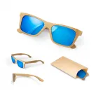 Óculos de sol em bambu com lentes espelhadas e proteção UV400