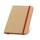 Caderno ecológico com elástico e fita em vermelho