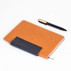 Caderno em couro personalizado e porta caneta - marrom