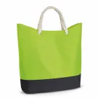 Sacola de praia verde personalizada com alças de corda em algodão 