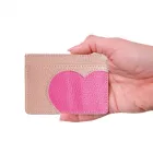 Porta-cartão com um bolso superior para cédulas rosa