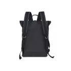 Mochila em couro com um bolso frontal,  alça de mão e alças de ombro