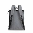 Mochila sofisticada em nylon (visão traseira) com fechamento em ziper e aba de couro com botão