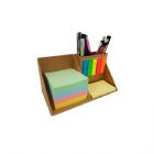 Bloco de anotações personalizado. Ecológico com sticky notes, marcadores de página coloridos e porta canetas.