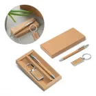 Kit com caneta esferográfica e chaveiro