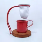 Mini coador de café com suporte e caneca na cor vermelha