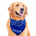Bandana azul para o seu pet fabricadas em poliester ou 1/2 malha com aplicação do seu logo ou do seu evento
