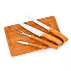 Kit churrasco 5 peças bambu e aço inox