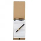 Bloco de anotações ecológico com autoadesivos e mini caneta  