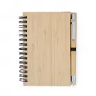 Bloco de anotações eco com caneta capa bambu