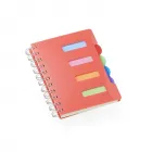 Caderno pequeno capa vermelha com 4 divisórias