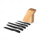 Suporte para facas em madeira de pinho gravado