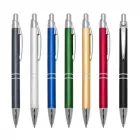 Caneta de metal colorida com detalhes em prata