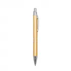 Caneta de metal amarela com detalhes em prata