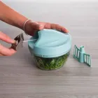 Processador de alimentos manual com pote transparente  em poliestireno com relevo