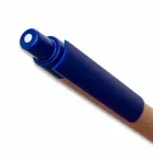 Caneta ecológica personalizada com clip e ponteira de plástico na cor azul