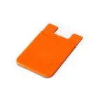 Porta-cartões para smartphone em silicone na cor laranja