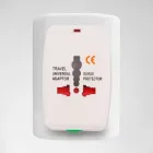 Adaptador universal branco em plástico resistente personalizado com a sua logomarca