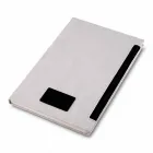 Caderno com placa de metal preta para personalização