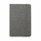 Caderno A5 com capa dura forrada em tecido cinza