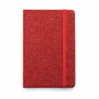 Caderno A5 com capa dura forrada em tecido vermelho