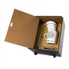 Conjunto Para Café personalizado, caixa contendo suporte para coador, coador para o preparo e 01 xícara de porcelana