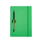 Bloco de anotações ecológico com caneta - cor verde