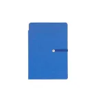 Bloco de anotações azul com elástico
