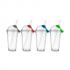 Copo plástico 480ml com tampa e canudo