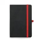 Caderneta com Pauta e Porta Caneta - elástico vermelho
