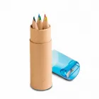 Kit lápis de cor em tubo com tampa apontador na cor azul