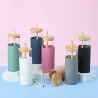 Copo de Vidro com canudo  personalizado 500ml