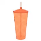 Copão Twister 1 litro com canudo na cor laranja