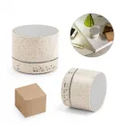 Caixa de som em fibra de palha de trigo e ABS com microfone