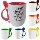 Caneca Cerâmica com Colher - opções de cores