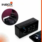 Caixa de som multimídia com despertador e suporte para celular