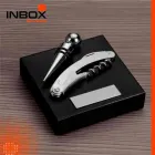 Kit vinho de 2 peças com saca rolhas de metal e tampa de bico