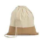 Sacola tipo mochila 100% algodão (160 g/m²) com detalhe em imitação de juta