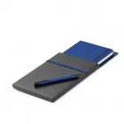 Kit de caderno e esferográfica - caixa com detalhe azul