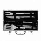 Kit churrasco em maleta de alumínio 4 peças - aberta